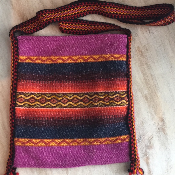NWOT Earthragz Crossbody Purse colorful Wool Aztec  festival hippie. 12x12 - Picture 2 of 5